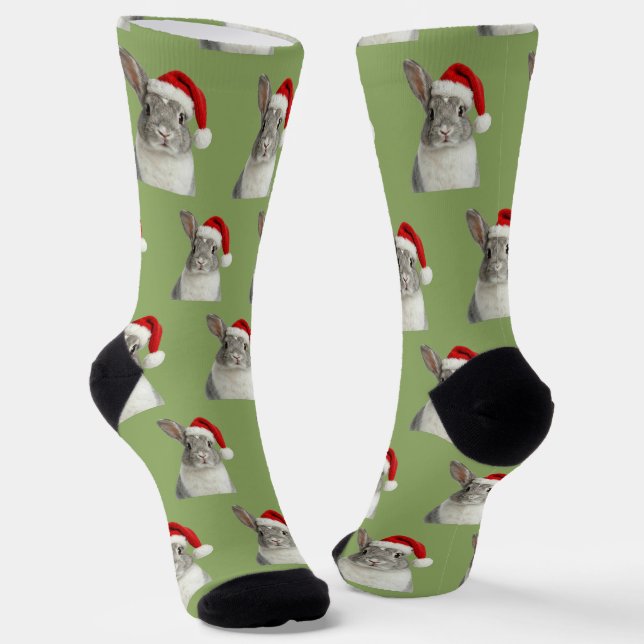 Personalized Custom Bunny Christmas  Socks (Angled)