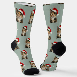 Personalized Custom Calico Kitty Cat Christmas  Socks