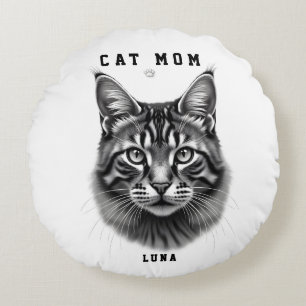 Personalized Custom Cat Mom Shirt with Photo Round Cushion