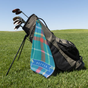 Personalized Custom Classic Blue Plaid Preppy  Golf Towel
