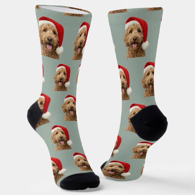 Personalized Custom Cute Doodle Christmas Socks (Angled)