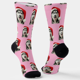 Personalized Custom Cute Husky Christmas Socks