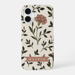 Personalized Custom Elegant Neutral Vintage Floral iPhone 16 Case