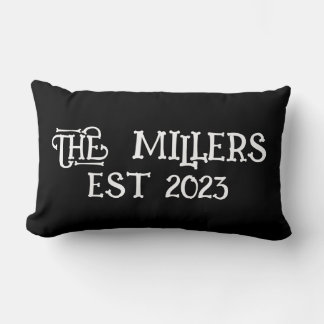 PERSONALIZED CUSTOM FAMILY NAME BLACK LUMBAR CUSHION