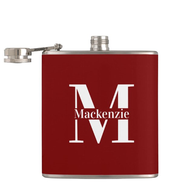 Personalized Custom Made Monogrammed Hip Flask (Opened)