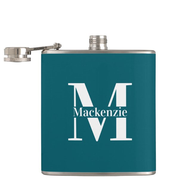 Personalized Custom Made Monogrammed Hip Flask (Opened)