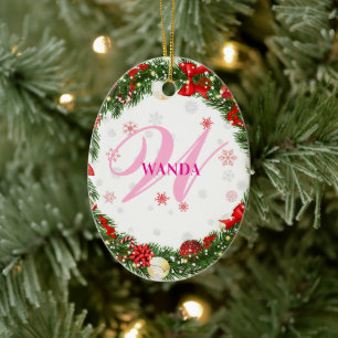 Personalized Custom Monogram Gift Ceramic Tree Decoration