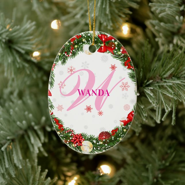 Personalized Custom Monogram Gift Ceramic Tree Decoration (Tree)