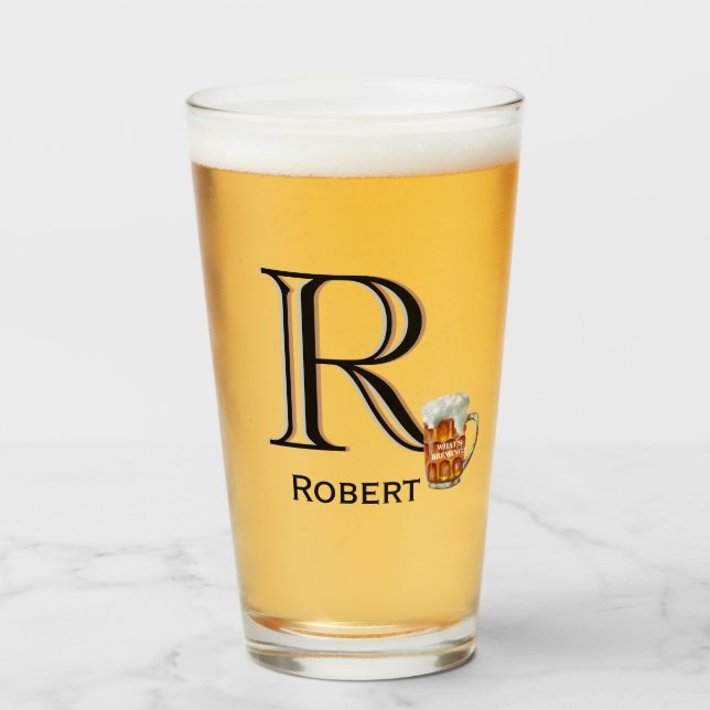 Personalized Custom Monogram Name Beer Glass (Front Filled)