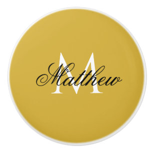 Personalized Custom Name and Monogram Ceramic Knob