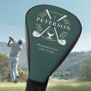 Personalized Custom Name & Crest Design Elegant Golf Head Cover