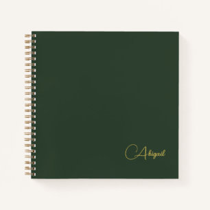 Personalized Custom Name Script Emerald Green  Notebook