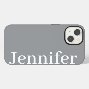Personalized Custom Name Simple Elegant Dark Grey iPhone 13 Case