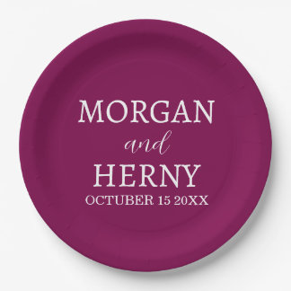 Personalized Custom Name Stylish Minimal Wedding Paper Plate