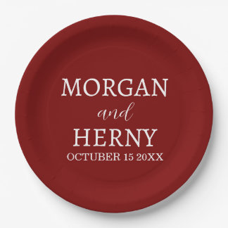 Personalized Custom Name Stylish Minimal Wedding Paper Plate