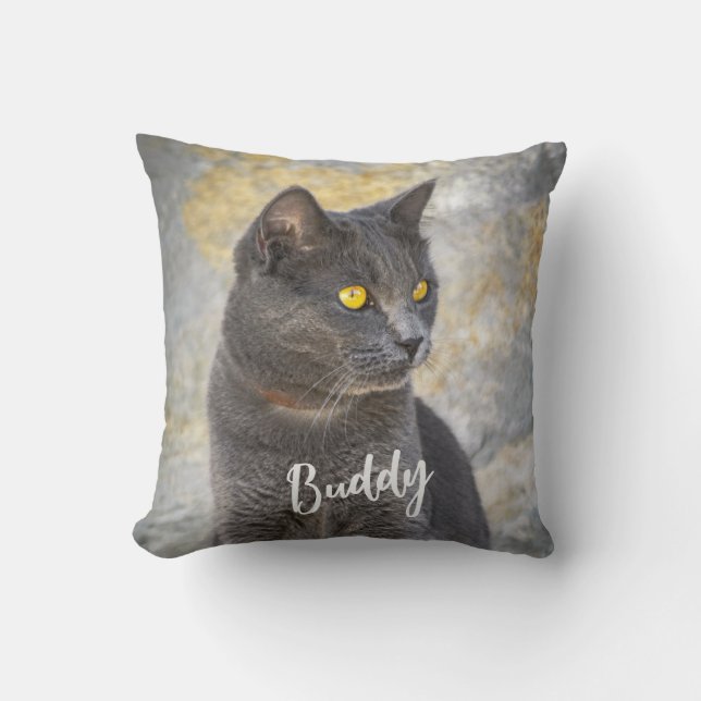 Personalized Custom Pet Cat Pillow With Cat Photo  (Front)