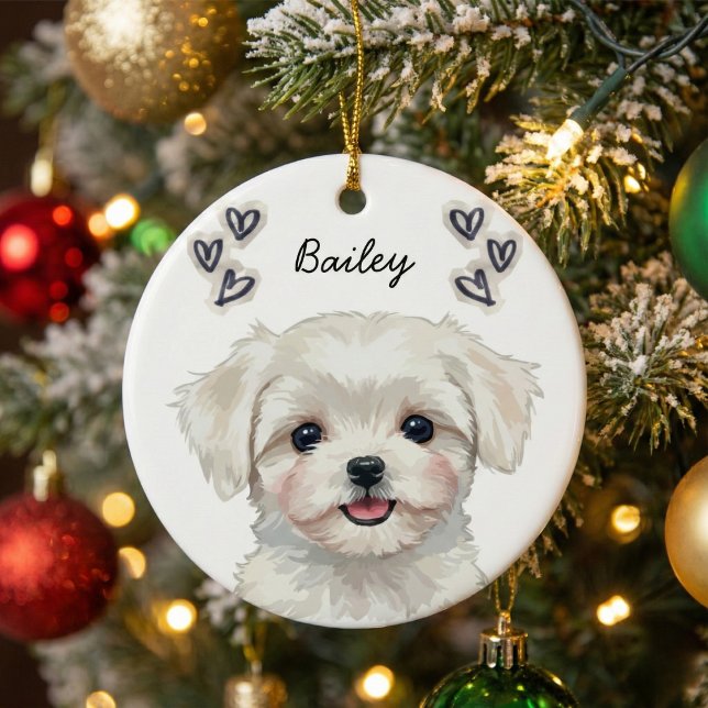 Personalized Custom Pet Photo Name Keepsake Ceramic Tree Decoration (Creator Uploaded)