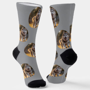 Personalized Custom Photo Blob - Husky Dog Face Socks