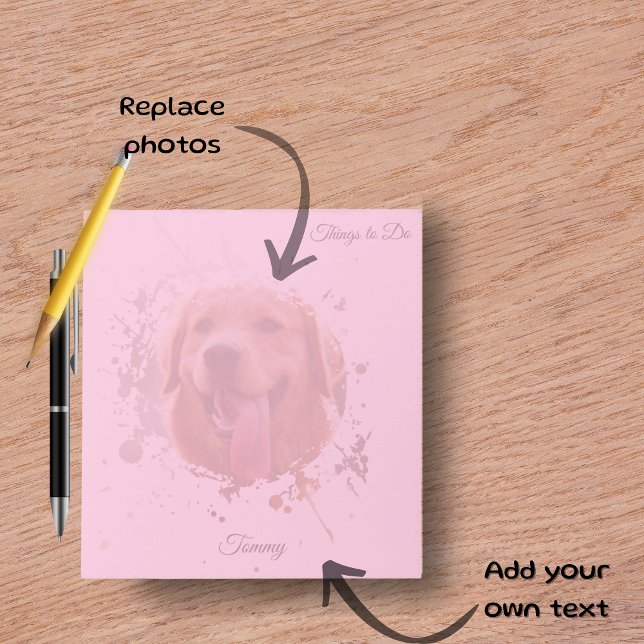 Personalized Custom Photo Pet with Name Notepad (Personalized Custom Photo Pet with Name Pink Notepad)