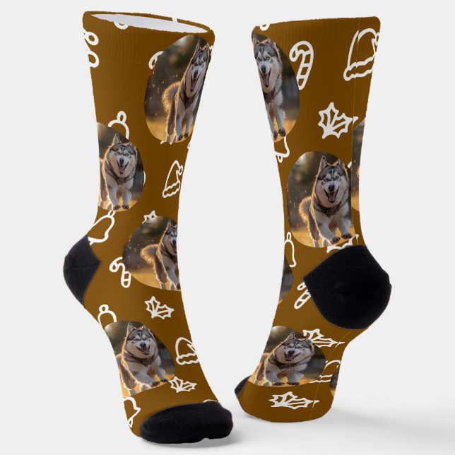 Personalized Custom Photo - Winter Celebration Socks (Angled)