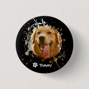 Personalized Custom Photo with Pet Name   3 Cm Round Badge