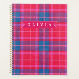Personalized Custom Pink Fuchsia Plaid Preppy  Planner