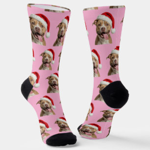 Personalized Custom Pitbull Christmas Socks