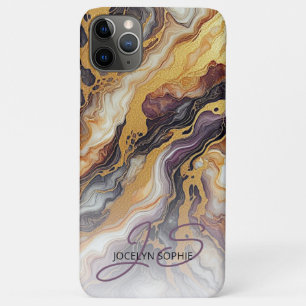 Personalized Custom Purple Black White Gold Marble iPhone 11 Pro Max Case