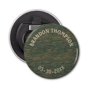 Personalized Custom Rustic Gray Blue Wood Pattern Bottle Opener