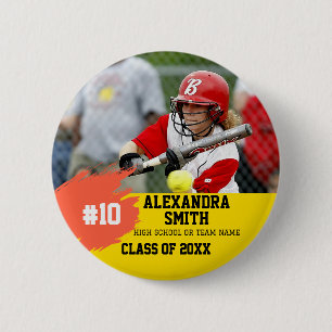 Personalized Custom Softball Player Graduation 6 Cm Round Badge