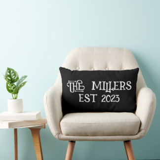 PERSONALIZED CUSTOM WEDDING GIFT BLACK LUMBAR LUMBAR CUSHION