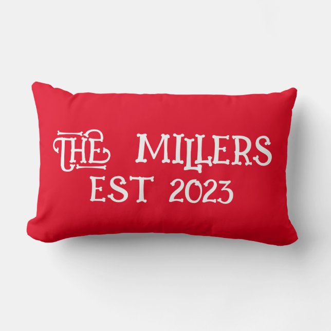 PERSONALIZED CUSTOM WEDDING RED LUMBAR CUSHION (Front)