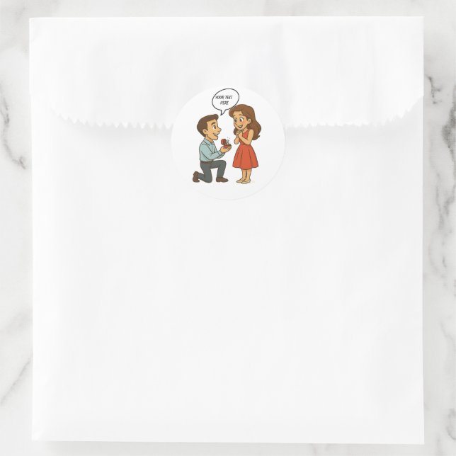 Personalized Custom Will You Marry Me Marriage  Classic Round Sticker (Bag)