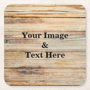 Personalized Custom Your Own Photo Wooden Square Paper Coaster