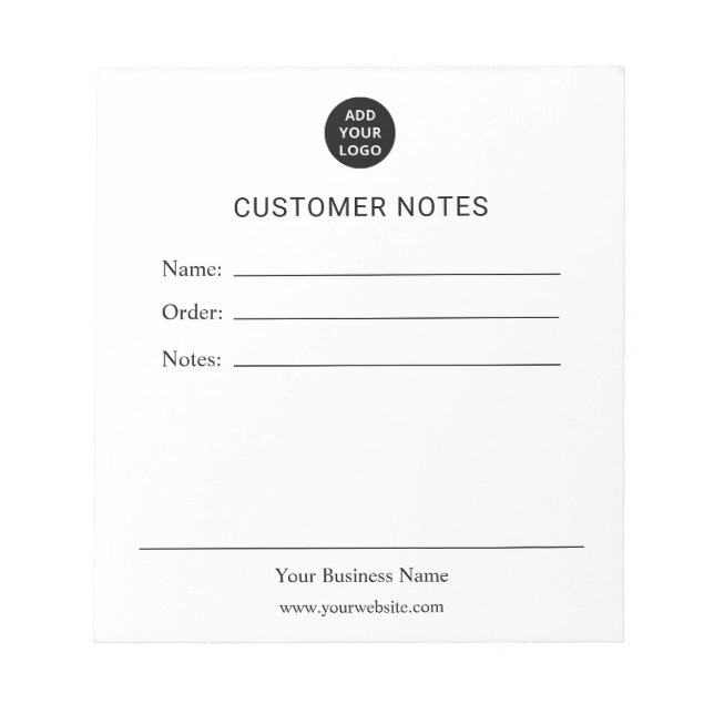 Personalized Customer Notes Notepad (Front)