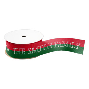 Personalized Customized Merry Christmas Grosgrain Ribbon