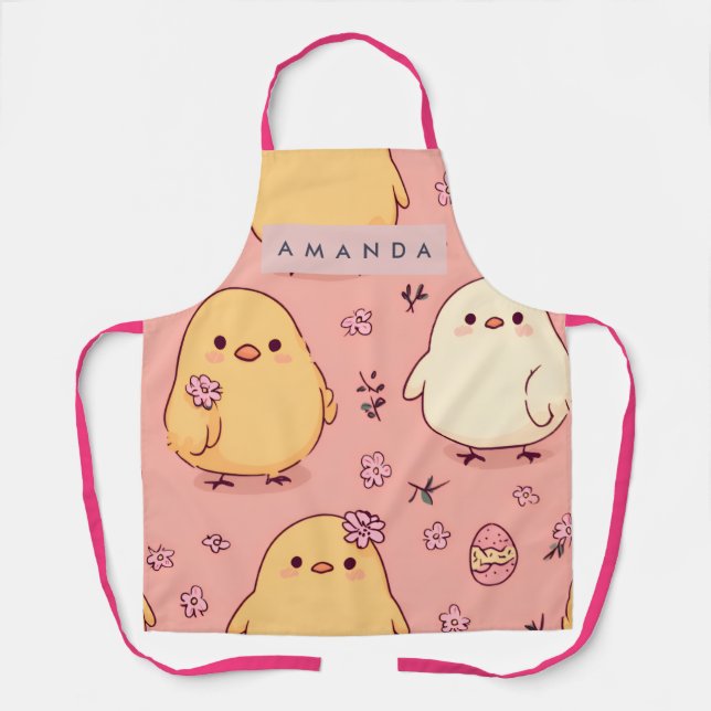 Personalized Cute Baby Chicks Pattern Apron (Front)