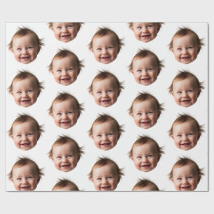 Personalized Cute Baby Face Photo Mom Dad birthday Wrapping Paper
