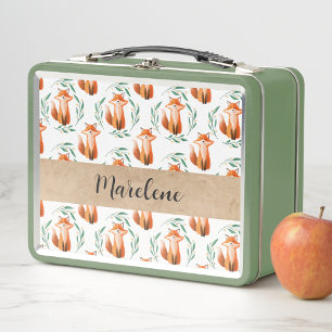 Personalized Cute baby Fox woodland keepsake Metal Lunch Box