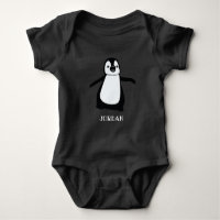 Personalized cute Baby penguin illustration black