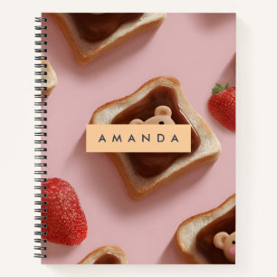 Personalized Cute Bear Toast Pattern Notebook
