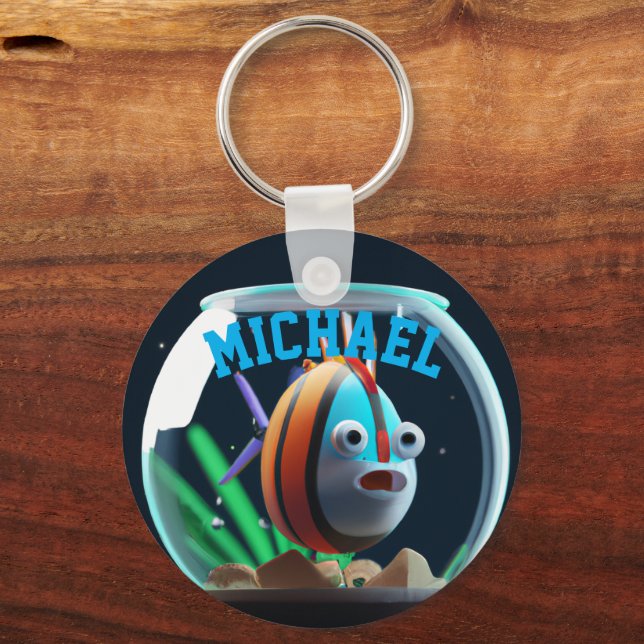 PERSONALIZED CUTE BIG-EYED FISH FOR FISH LOVERS KEY RING (Front)