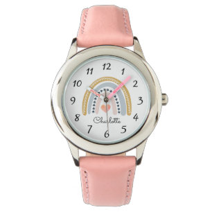 Personalized Cute Boho Watercolor Rainbow Watch