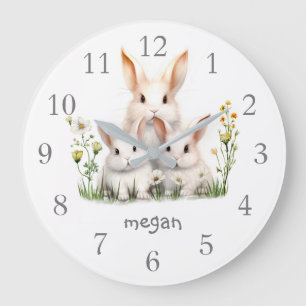Personalized Cute Bunny Large Clock