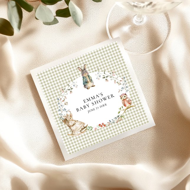 Personalized Cute Bunny Rabbit Baby Shower Napkin (Creator Uploaded)