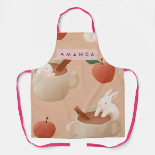 Personalized Cute Bunny with Apple Cider Pattern Apron