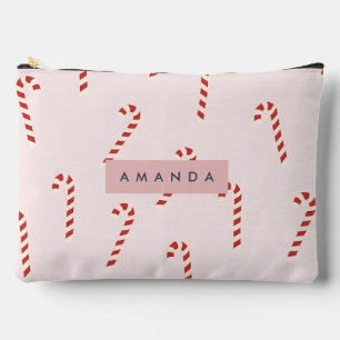 Personalized Cute Candy Cane Stripe Accessory Pouch
