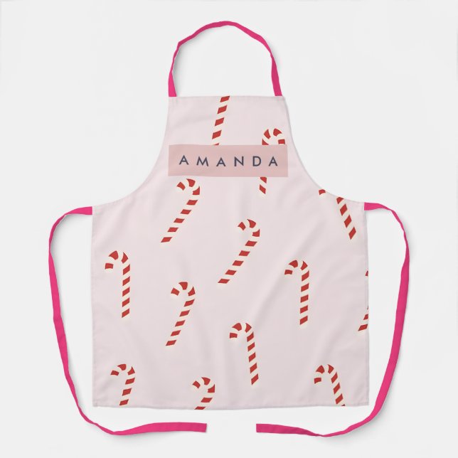 Personalized Cute Candy Cane Stripe Apron (Front)