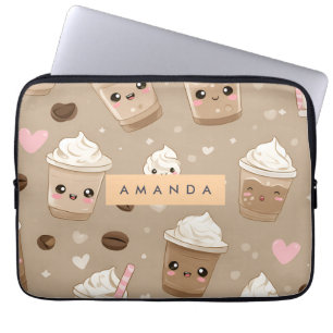 Personalized Cute Cappuccino Pattern Laptop Sleeve