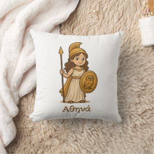 Personalized Cute Cartoon Athena Greek Goddess Cushion
